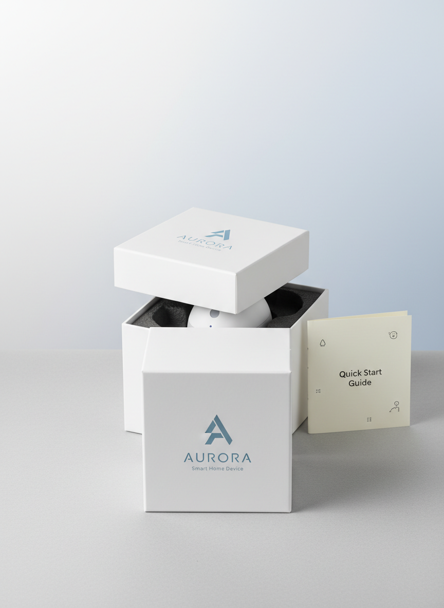 A pristine, unopened product box with a simple, modern design sits in the center of a light gray tabletop, its surface showing subtle paper texture and crisp edges. Behind it, a second identical box is opened, neatly revealing a carefully fitted inner tray and perfectly folded instruction leaflet, both printed in minimalist typography. The environment is a clean studio setting with a pale gradient backdrop and no clutter. Soft, diffused overhead lighting creates gentle, even illumination without harsh reflections, emphasizing material quality and print clarity. The mood is analytical and trustworthy, ideal for a product review blog. Photographic realism, captured with a front-facing, slightly elevated composition, uses sharp focus throughout to highlight every detail of packaging construction and finish.